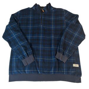 Frye And Co Flannel Pullover Shirt Men’s 3X Blue Plaid 1/4 Zip Work Utility